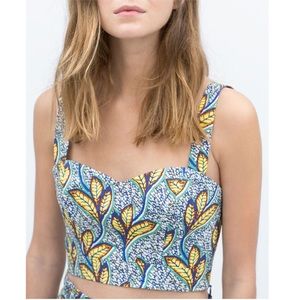 ZARA TRAFALUC Crop Top Bohemian Sweetheart Neckline Size S